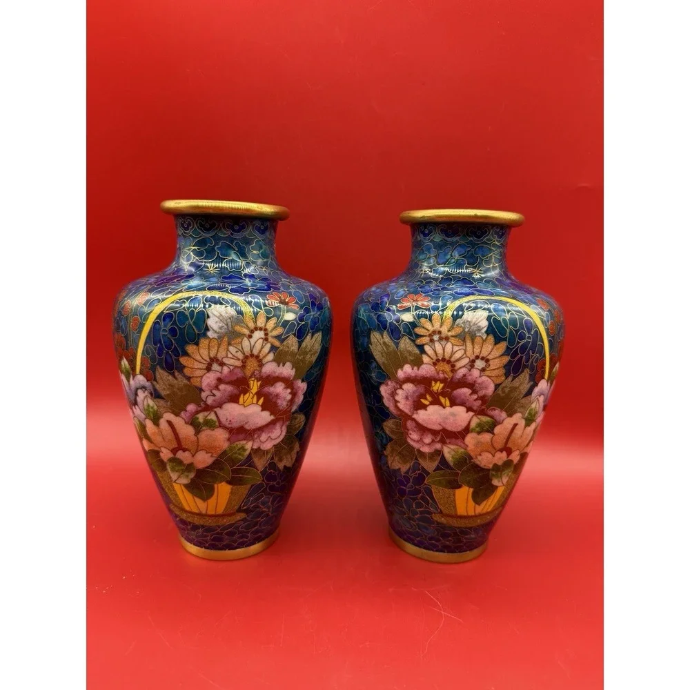 Pair of Vintage Chinese Cloisonné Vases 8